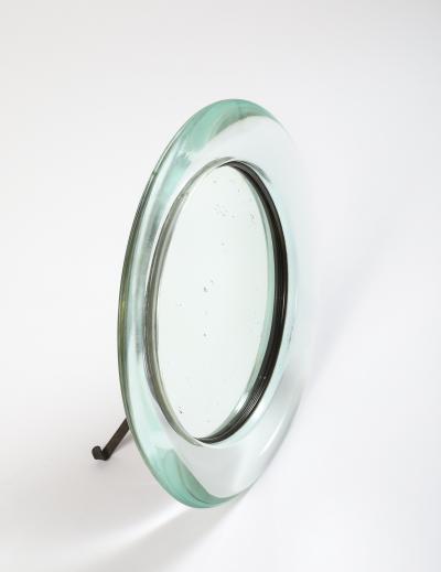 Italian 1930s Crystal Table Mirror with Iron Easel
