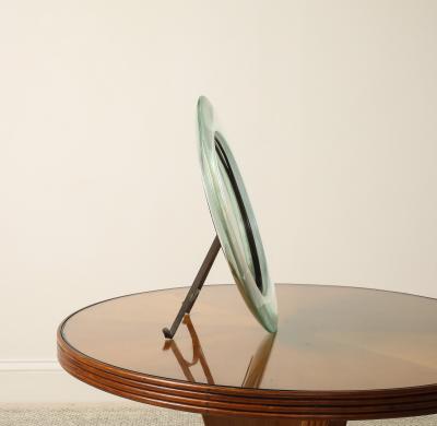 Italian 1930s Crystal Table Mirror with Iron Easel