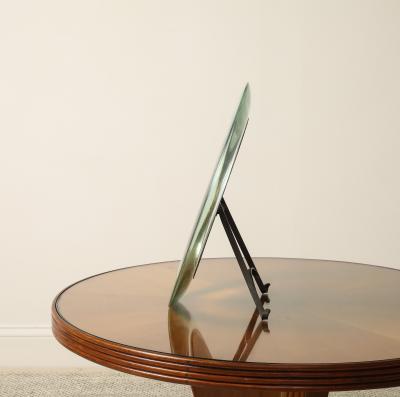 Italian 1930s Crystal Table Mirror with Iron Easel