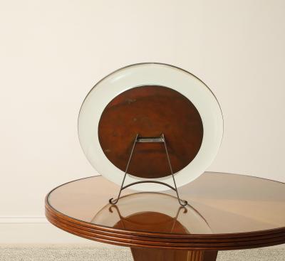 Italian 1930s Crystal Table Mirror with Iron Easel