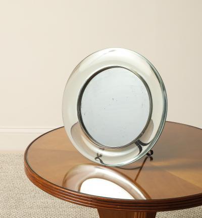 Italian 1930s Crystal Table Mirror with Iron Easel