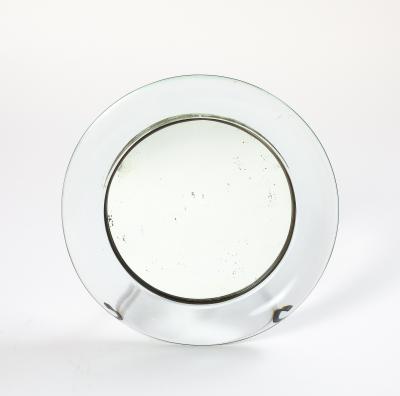 Italian 1930s Crystal Table Mirror with Iron Easel