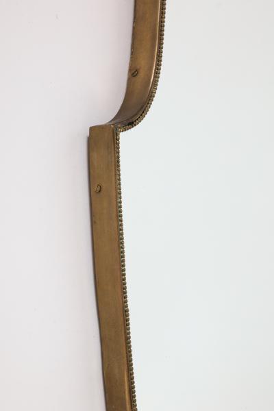 Italian 1940s Brass Shield Shaped Mirror with Beaded Trim Italy circa 1940