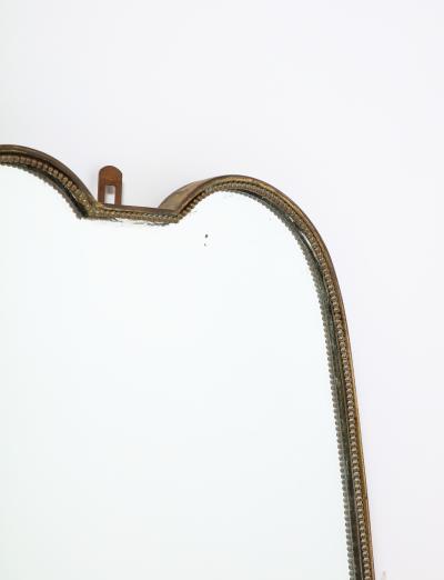 Italian 1940s Brass Shield Shaped Mirror with Beaded Trim Italy circa 1940