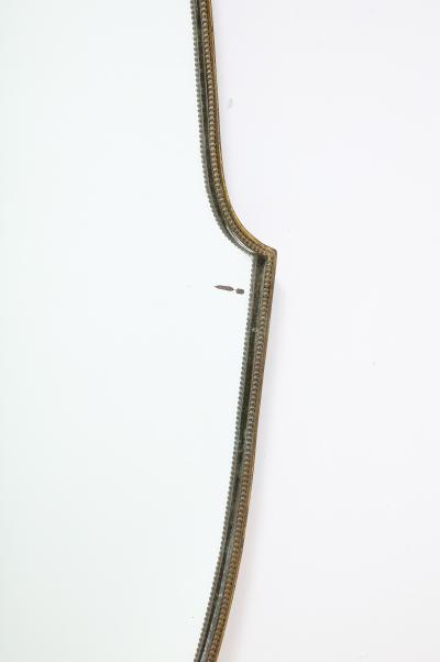 Italian 1940s Brass Shield Shaped Mirror with Beaded Trim Italy circa 1940