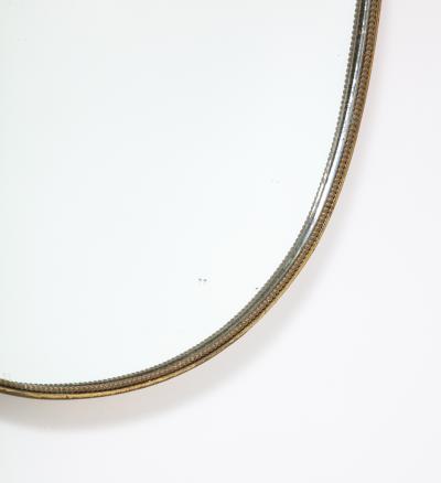 Italian 1940s Brass Shield Shaped Mirror with Beaded Trim Italy circa 1940