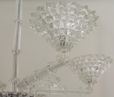 Italian 1940s Clear Glass 6 Arm Chandelier