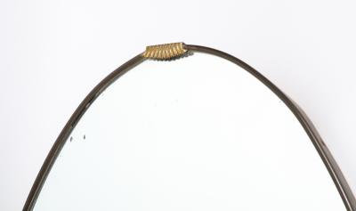 Italian 1940s Grand Scale Oval Mirror with Brass Decoration circa 1940