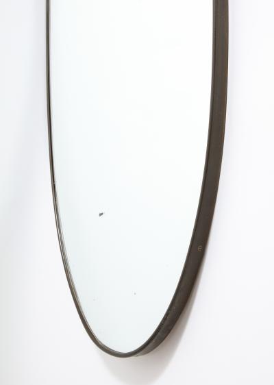 Italian 1940s Grand Scale Oval Mirror with Brass Decoration circa 1940
