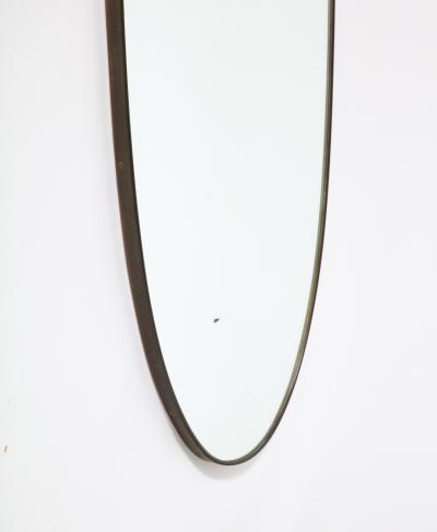 Italian 1940s Grand Scale Oval Mirror with Brass Decoration circa 1940