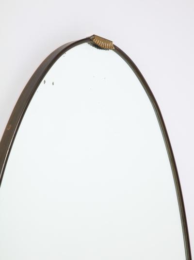 Italian 1940s Grand Scale Oval Mirror with Brass Decoration circa 1940