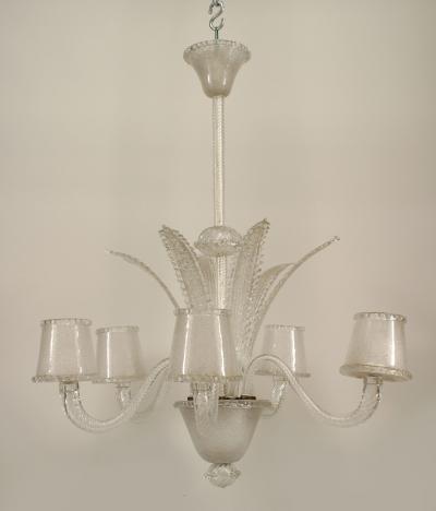 Italian 1940s Murano Clear Glass Chandelier