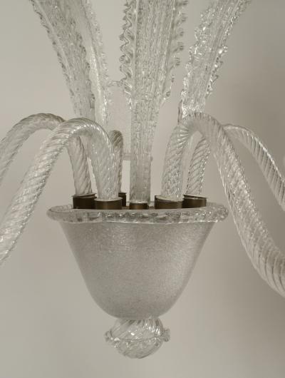 Italian 1940s Murano Clear Glass Chandelier