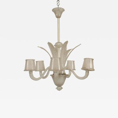 Italian 1940s Murano Clear Glass Chandelier