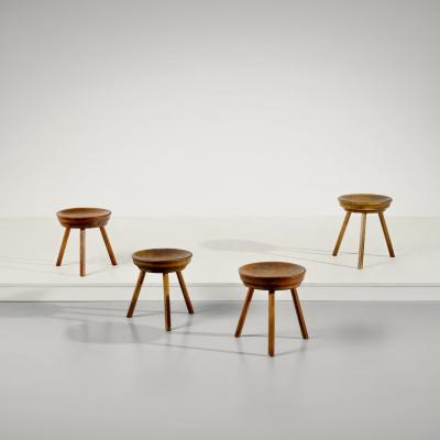 Italian 1940s Set of Four Walnut Dish Stools