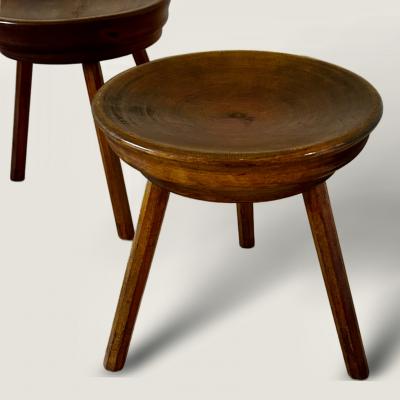 Italian 1940s Set of Four Walnut Dish Stools