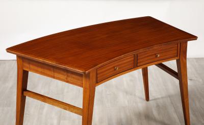Italian 1940s Walnut Writing Desk with Black Glass Top
