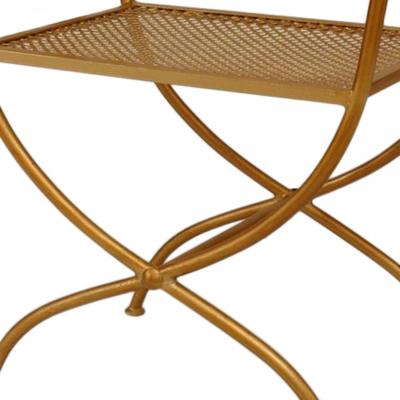 Italian 1940s gilt metal rope and tassel design bench with side arms