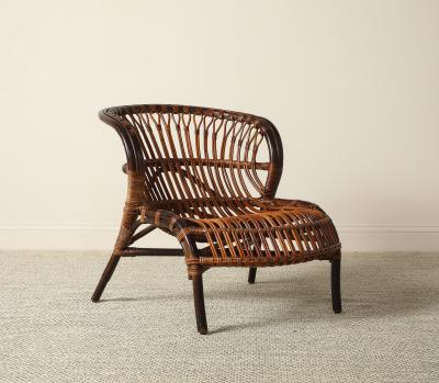 Italian 1950s Bamboo Lounge Chair