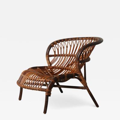 Italian 1950s Bamboo Lounge Chair