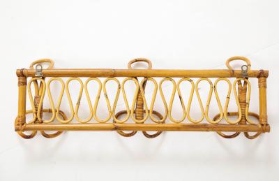Italian 1950s Bamboo Wall Mounted Coat or Hat Rack