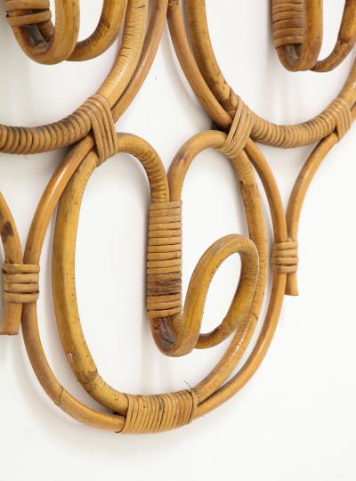 Italian 1950s Bamboo Wall Mounted Coat or Hat Rack