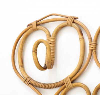 Italian 1950s Bamboo Wall Mounted Coat or Hat Rack