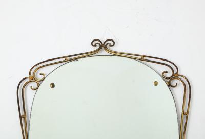Italian 1950s Brass Scrolled Mirror