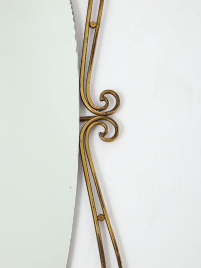 Italian 1950s Brass Scrolled Mirror