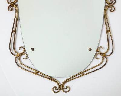 Italian 1950s Brass Scrolled Mirror