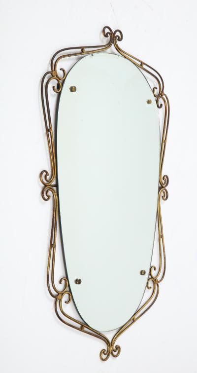 Italian 1950s Brass Scrolled Mirror