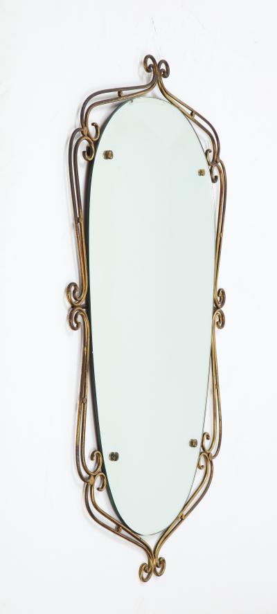 Italian 1950s Brass Scrolled Mirror