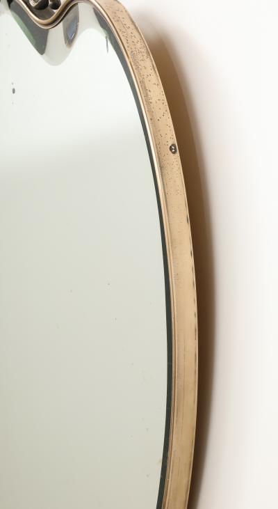 Italian 1950s Brass Shaped Wall Mirror with Horse Sculpture