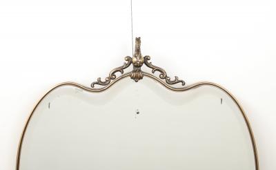 Italian 1950s Brass Shaped Wall Mirror with Horse Sculpture