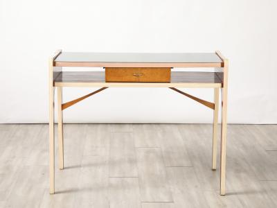Italian 1950s Console or Vanity Table with Glass Top