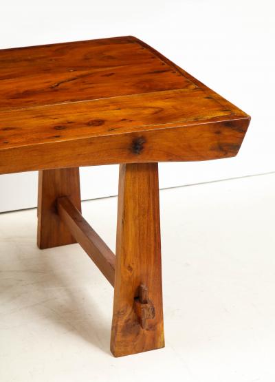 Italian 1950s Folk Art Solid Walnut Coffee Table