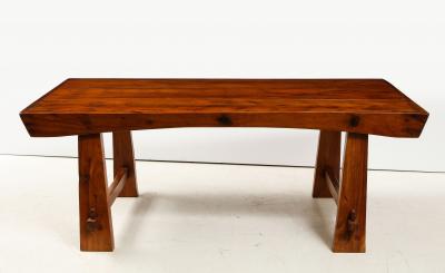 Italian 1950s Folk Art Solid Walnut Coffee Table