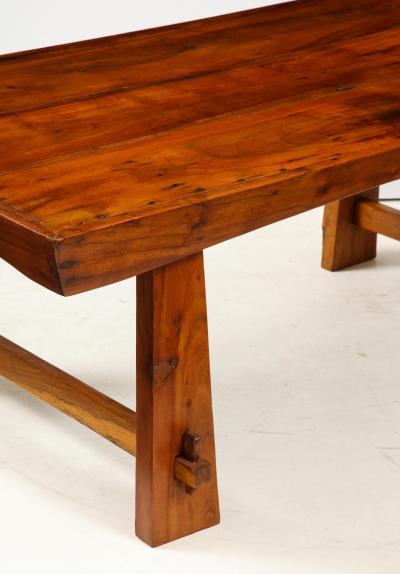 Italian 1950s Folk Art Solid Walnut Coffee Table