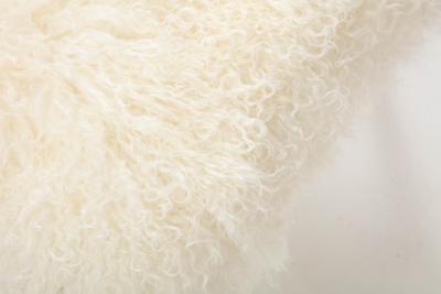 Italian 1950s Maple Wood Stool Bench with Mongolian Sheepskin