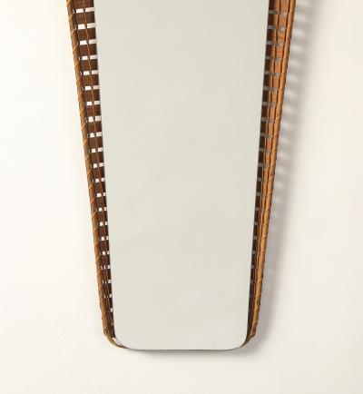 Italian 1950s Rattan Shaped Wall Mirror
