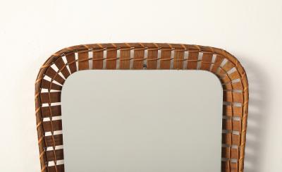 Italian 1950s Rattan Shaped Wall Mirror