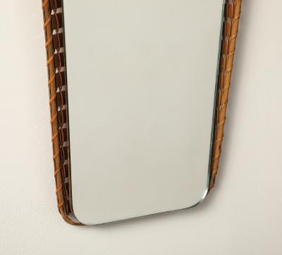 Italian 1950s Rattan Shaped Wall Mirror