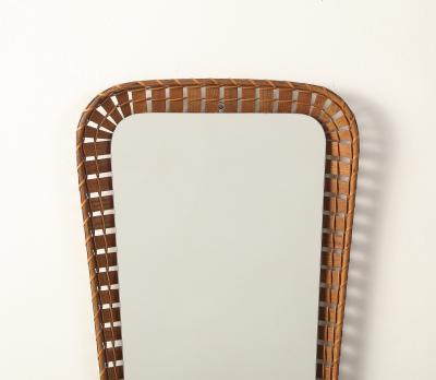 Italian 1950s Rattan Shaped Wall Mirror