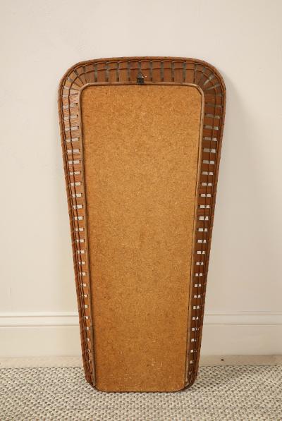 Italian 1950s Rattan Shaped Wall Mirror