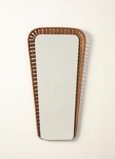 Italian 1950s Rattan Shaped Wall Mirror