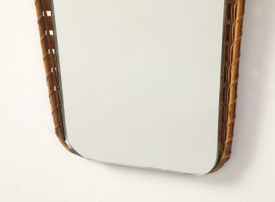 Italian 1950s Rattan Shaped Wall Mirror