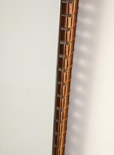 Italian 1950s Rattan Shaped Wall Mirror