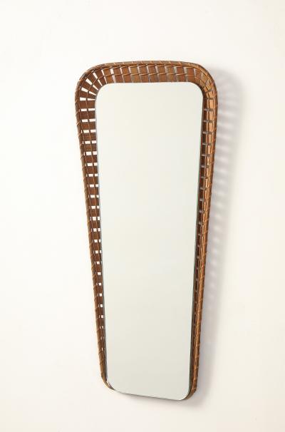 Italian 1950s Rattan Shaped Wall Mirror