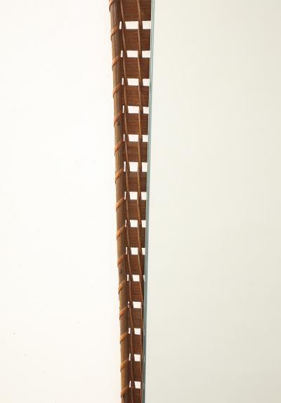 Italian 1950s Rattan Shaped Wall Mirror