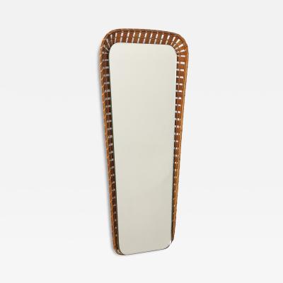 Italian 1950s Rattan Shaped Wall Mirror